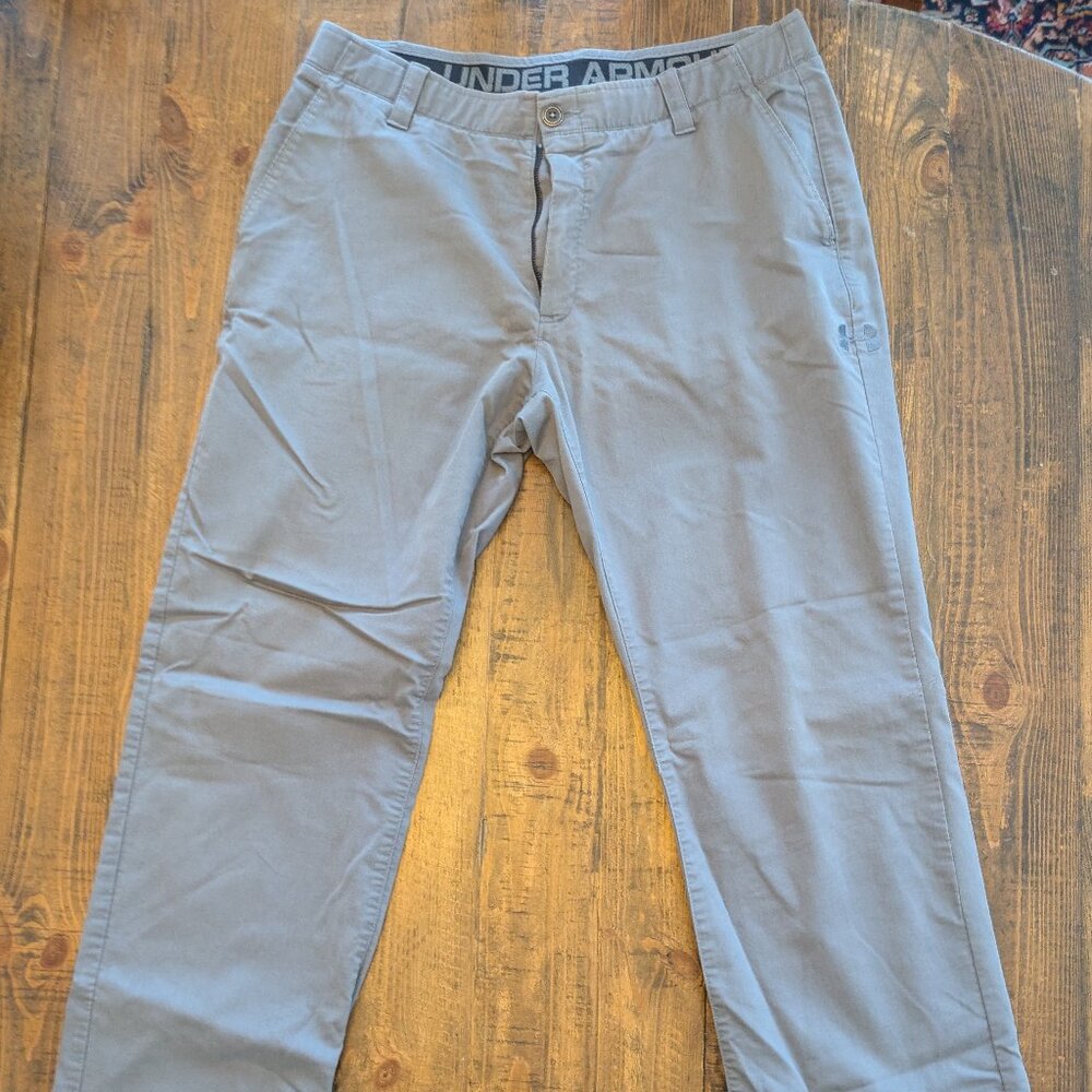 Under Armor Grey Chinos, Flexfit 36 Waist